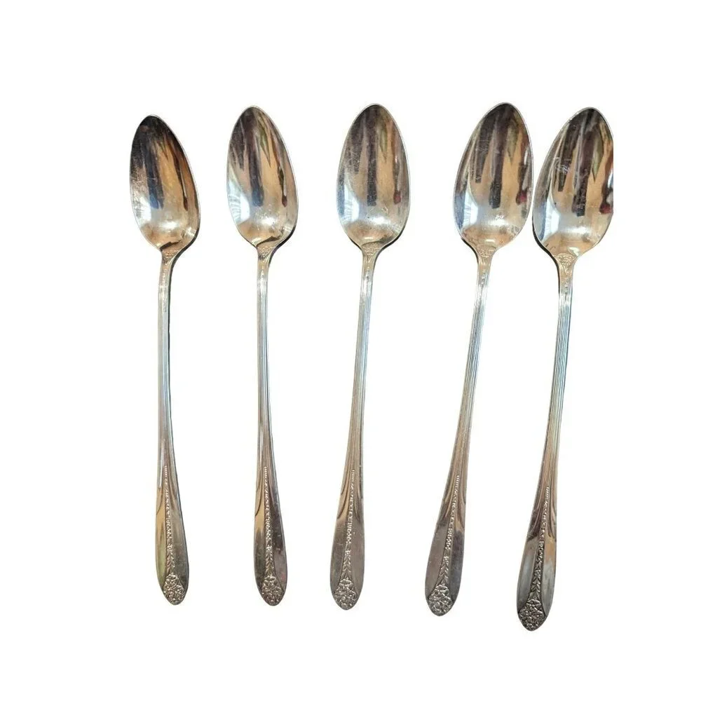 National Silver Co Princess Royal Iced tea spoons silver-plate 1930  7 inch  set